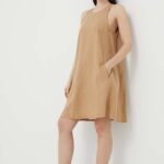United Colors of inetin rochie diin culoarea bej, ini, evazati