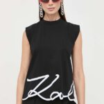 Karl Lagerfeld tricou din bumbac culoarea negru