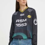 R??sum?? longsleeve din bumbac AllieRS Blouse Unisex culoarea negru, 20211110