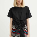 Sisley tricou din bumbac femei, culoarea negru