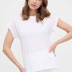Marella tricou din bumbac femei, culoarea alb 2413940000000