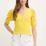 Morgan tricou DPALM femei, culoarea galben, DPALM