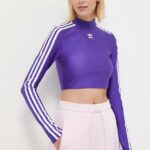 adidas Originals longsleeve femei, culoarea violet, cu turtleneck IR8133