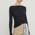 Abercrombie & Fitch longsleeve femei, culoarea negru