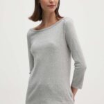 United Colors of Benetton longsleeve din bumbac culoarea gri