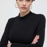 Vans longsleeve femei, culoarea negru, cu turtleneck