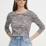G-Star Raw longsleeve din bumbac culoarea gri