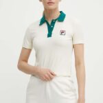 Fila tricou polo Looknow femei, culoarea bej, FAW0743