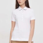 Barbour tricou polo femei, culoarea alb