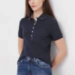 Barbour tricou polo femei, culoarea albastru marin