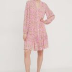 HUGO rochie culoarea roz, ini, evaza??i 50509165