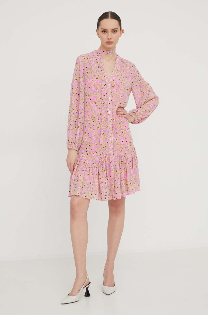 SS24-SUD01D-30X_F1 HUGO rochie culoarea roz, ini, evaza??i 50509165 - imagine 1