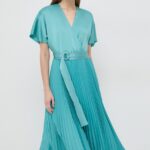 BOSS rochie culoarea turcoaz, midi, evaza??i 50509057