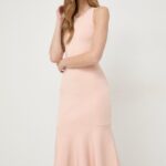 Victoria Beckham rochie culoarea portoctiu, midi, mulata 1124KDR005079A