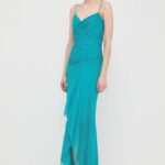 Luisa Spinoli rochie de matase PitiO culoarea turcoaz, maxi, evazati, 540715