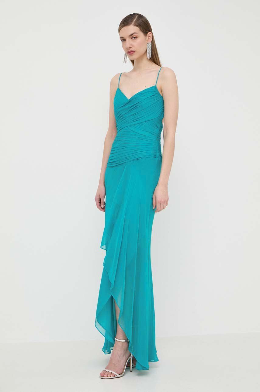 SS24-SUD0J0-66X_F1 Luisa Spinoli rochie de matase PitiO culoarea turcoaz, maxi, evazati, 540715 - imagine 1