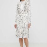 Brins Bazaar rochie Actiainina dress culoarea bej, midi, drept, BBW3867