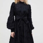 Brins Bazaar rochie in bumbac culoareinegru, ini, oversize