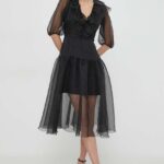 Custommade rochie culoareinegru, midi, evazati