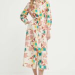 BA&SH rochie ARA culoarea bej, midi, oversize, 1E24ARA