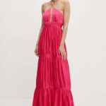BA&SH rochie WASTA culoarea roz, maxi, evazati, 1E24WAST