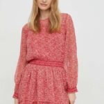 Pepe Jins rochie culoarea rosu, ini, evazati
