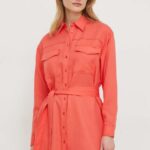 Pepe Jins rochie Beate culoarea rosu, ini, drept