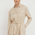 Pepe Jins rochie Beate culoarea bej, ini, drept