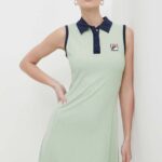 Fila rochie Lahore culoarea verde, ini, mulata, FAW0739