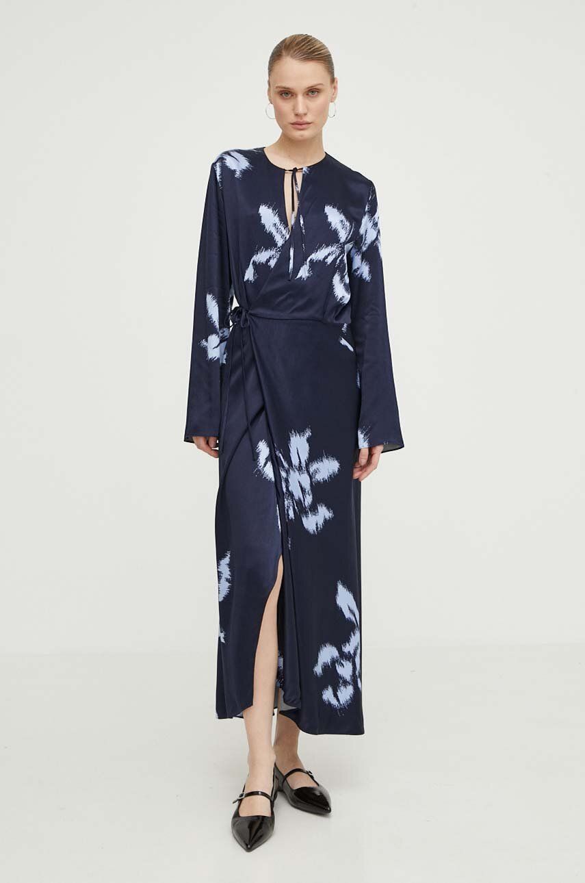 SS24-SUD0PH-59A_F1 Samsoe Samsoe rochie culoarea albastru main, maxi, evazati - imagine 1