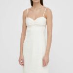 Samsoe Samsoe rochie in amestec dein SALIMA culoarea bej, midi, drept, F24100067