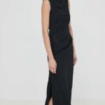 Samsoe Samsoe rochie in bumbac SAHIRA culoareinegru, maxi, drept, F24100120