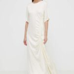 Hersind rochie Sabastin culoarea bej, maxi, oversize, 5148370