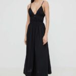 Hersind rochie in bumbactiinda culoareinegru, maxi, evazati, 5192118