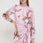 Marella rochie culoarea roz, ini, evaza??i 2413220000000