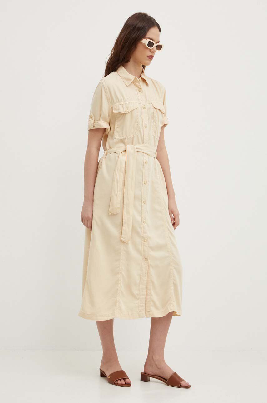 SS24-SUD0WD-80X_F1 Pepe Jins rochie EVEinDA culoarea bej, midi, evazati, PL953482 - imagine 1