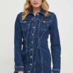 Pepe Jins rochie culoarea albastru main, ini, mulata