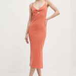 Roxy rochie Wavey Lady culoarea portoctiu, midi, mulata, ERJKD03469