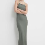 Roxy rochie culoarea verde, maxi, mulata, ERJKD03468