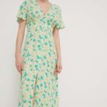 Billaing rochie Your Girl culoarea verde, midi, evazati, ABJWD00671