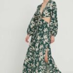 Abercrombie & Fitch rochie culoarea verde, midi, evazati