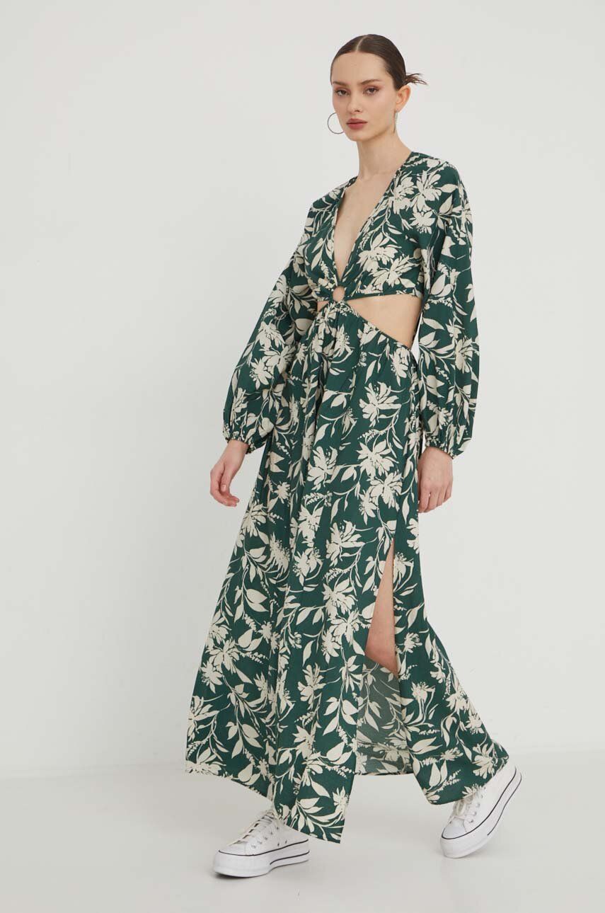 SS24-SUD198-91X_F1 Abercrombie & Fitch rochie culoarea verde, midi, evazati - imagine 1