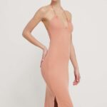 Roxy rochie culoarea roz, midi, mulata, ERJKD03467
