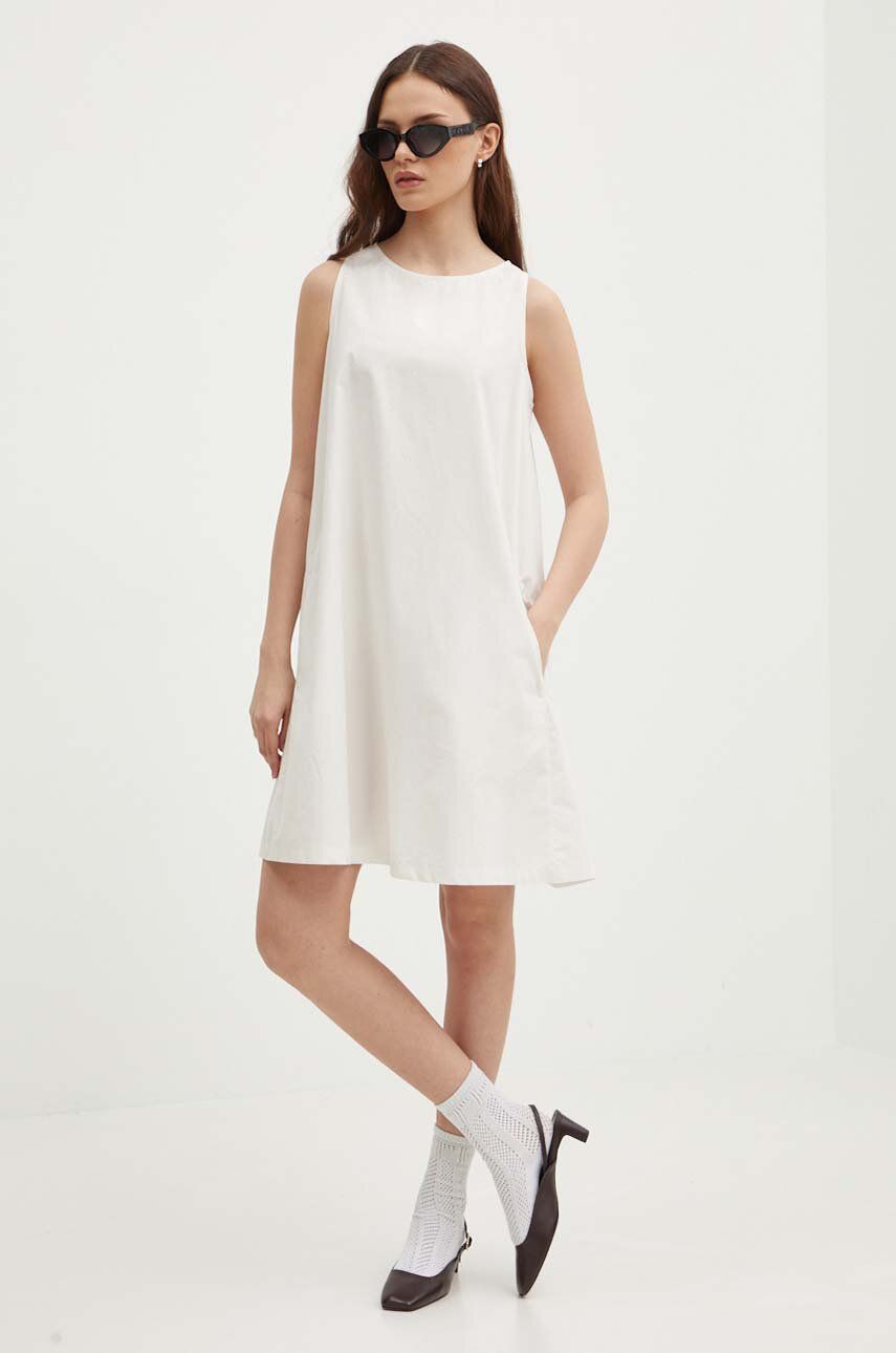 SS24-SUD1BK-01X_F1 United Colors of inetin rochie in bumbac culoarea bej, ini, evazati - imagine 1