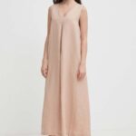 United Colors of inetin rochie diin culoarea roz, maxi, evazati