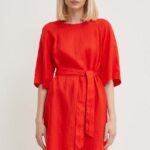 United Colors of inetin rochie diin culoarea rosu, ini, drept