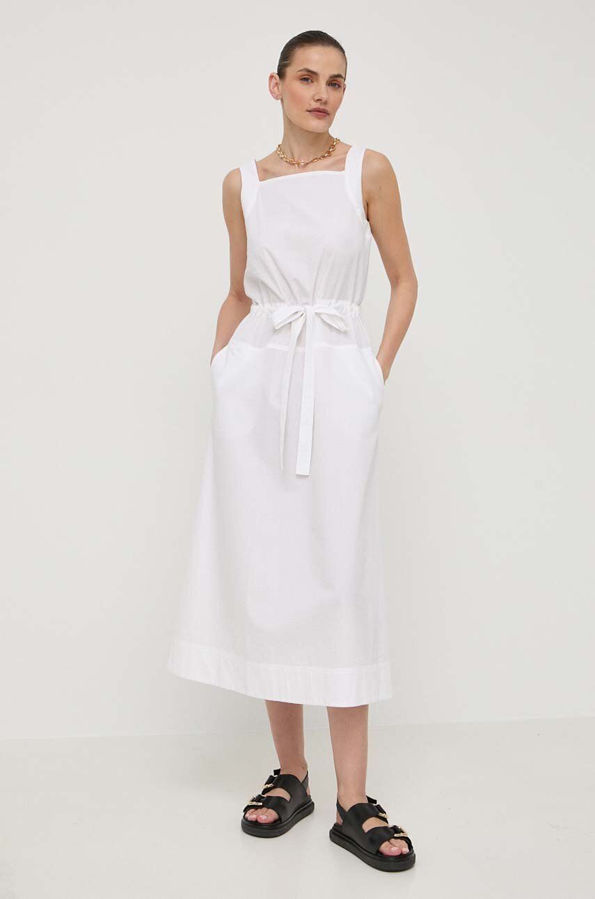 SS24-SUD1DN-00X_F1 Max Mara Leisure rochie in bumbac culoarea alb, midi, evaza??i 2416220000000 - imagine 1