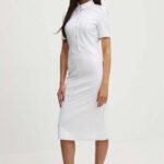 Max Mara Leisure rochie jins culoarea alb, ini, drept, 2416621018600