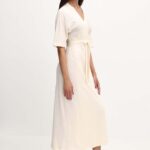 Max Mara Leisure rochie diin culoarea bej, maxi, evazati, 2416621078600