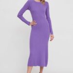 Sisley rochie culoarea violet, maxi, evazati